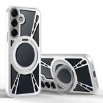 For Samsung Galaxy S25+ 5G Cooling Hollow Metal Holder MagSafe Phone Case(Silver)