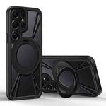 For Samsung Galaxy S25 Ultra 5G Cooling Hollow Metal Holder MagSafe Phone Case(Black)