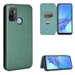 For OPPO A53 / A32 (2020) Carbon Fiber Texture Horizontal Flip TPU + PC + PU Leather Case with Card Slot & Lanyard(Green)