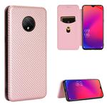 For Doogee X95 Carbon Fiber Texture Horizontal Flip TPU + PC + PU Leather Case with Card Slot & Lanyard(Pink)