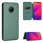 For Doogee X95 Carbon Fiber Texture Horizontal Flip TPU + PC + PU Leather Case with Card Slot & Lanyard(Green)