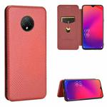 For Doogee X95 Carbon Fiber Texture Horizontal Flip TPU + PC + PU Leather Case with Card Slot & Lanyard(Brown)