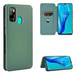 For Ulefone Note 9P Carbon Fiber Texture Horizontal Flip TPU + PC + PU Leather Case with Card Slot & Lanyard(Green)