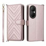 For Huawei Enjoy 80 4G Multifunctional 6-Card Slots Leather Phone Case with Wrist Strap(Pink)