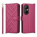 For Huawei Enjoy 80 4G Multifunctional 6-Card Slots Leather Phone Case with Wrist Strap(Rose Red)