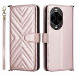 For Huawei nova 14 5G Multifunctional 6-Card Slots Leather Phone Case with Wrist Strap(Pink)