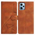 For Redmi Note 12 Pro 5G Triangles Embossed Leather Phone Case(Brown)
