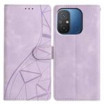 For Redmi 12C Triangles Embossed Leather Phone Case(Purple)