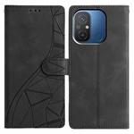 For Redmi 12C Triangles Embossed Leather Phone Case(Black)