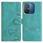For Redmi 12C Triangles Embossed Leather Phone Case(Green)
