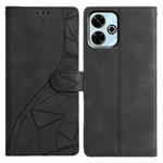 For Redmi 13 4G Triangles Embossed Leather Phone Case(Black)
