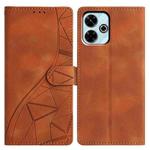 For Redmi 13 4G Triangles Embossed Leather Phone Case(Brown)