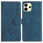 For Redmi Note 14 4G 164.84mm Triangles Embossed Leather Phone Case(Blue)