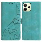 For Redmi Note 14 4G 164.84mm Triangles Embossed Leather Phone Case(Green)