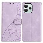For Redmi Note 14 5G Triangles Embossed Leather Phone Case(Purple)