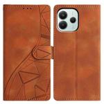For Redmi Note 14 5G Triangles Embossed Leather Phone Case(Brown)