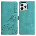 For Redmi Note 14 5G Triangles Embossed Leather Phone Case(Green)