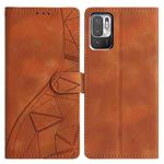 For Redmi Note 10 5G Triangles Embossed Leather Phone Case(Brown)