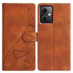 For Redmi Note 12 5G Triangles Embossed Leather Phone Case(Brown)