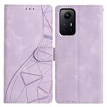 For Redmi Note 12S Triangles Embossed Leather Phone Case(Purple)