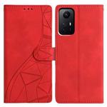 For Redmi Note 12S Triangles Embossed Leather Phone Case(Red)