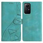 For Redmi Note 12S Triangles Embossed Leather Phone Case(Green)