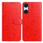 For Sony Xperia 10 VI Daisy Embossed Leather Phone Case(Red)