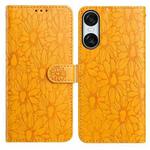 For Sony Xperia 10 VI Daisy Embossed Leather Phone Case(Yellow)