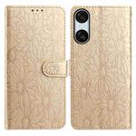 For Sony Xperia 10 VI Daisy Embossed Leather Phone Case(Gold)