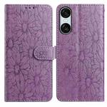For Sony Xperia 10 VI Daisy Embossed Leather Phone Case(Light Purple)
