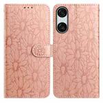 For Sony Xperia 10 VI Daisy Embossed Leather Phone Case(Rose Gold)