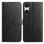 For Sony Xperia 10 VI Daisy Embossed Leather Phone Case(Black)