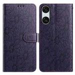For Sony Xperia 10 VI Daisy Embossed Leather Phone Case(Dark Purple)