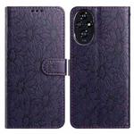 For Honor 200 Daisy Embossed Leather Phone Case(Dark Purple)