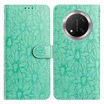 For Honor X9c Daisy Embossed Leather Phone Case(Green)