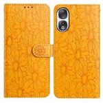 For Honor 90 Daisy Embossed Leather Phone Case(Yellow)