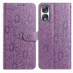 For Honor 90 Daisy Embossed Leather Phone Case(Light Purple)