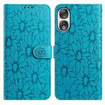 For Honor 90 Daisy Embossed Leather Phone Case(Blue)