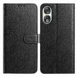 For Honor 90 Daisy Embossed Leather Phone Case(Black)