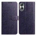 For Honor 90 Daisy Embossed Leather Phone Case(Dark Purple)