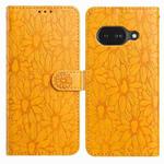 For Google Pixel 9a Daisy Embossed Leather Phone Case(Yellow)
