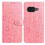For Google Pixel 9a Daisy Embossed Leather Phone Case(Pink)
