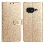 For Google Pixel 9a Daisy Embossed Leather Phone Case(Gold)