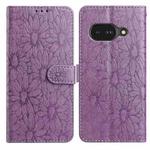 For Google Pixel 9a Daisy Embossed Leather Phone Case(Light Purple)