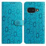 For Google Pixel 9a Daisy Embossed Leather Phone Case(Blue)