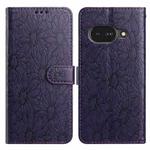 For Google Pixel 9a Daisy Embossed Leather Phone Case(Dark Purple)