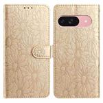 For Google Pixel 10 Daisy Embossed Leather Phone Case(Gold)
