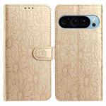 For Google Pixel 10 Pro Daisy Embossed Leather Phone Case(Gold)