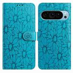 For Google Pixel 10 Pro Daisy Embossed Leather Phone Case(Blue)