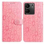 For Redmi 13C 4G Daisy Embossed Leather Phone Case(Pink)